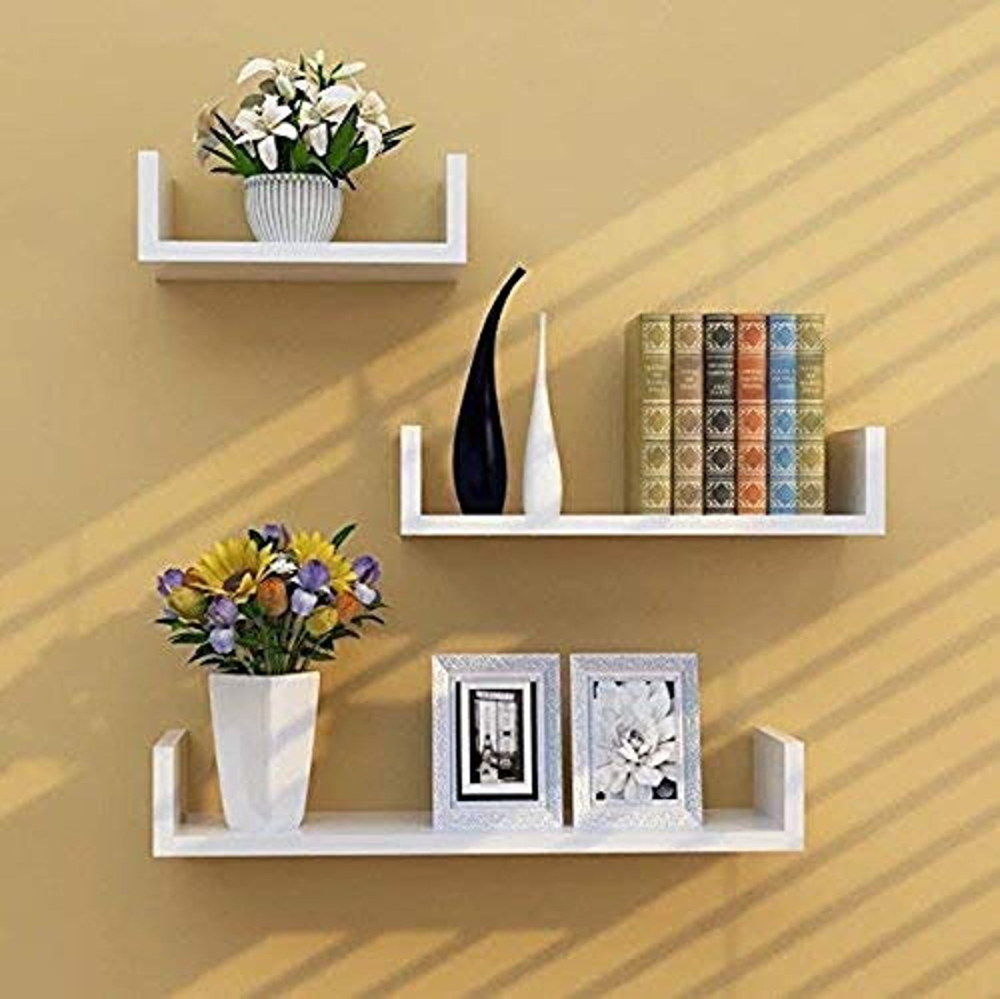 Полки на стену в интерьере купить Wooden Wall Rack Shelves Set of 3 U Shaped Rustic Display Etsy Israel White floa