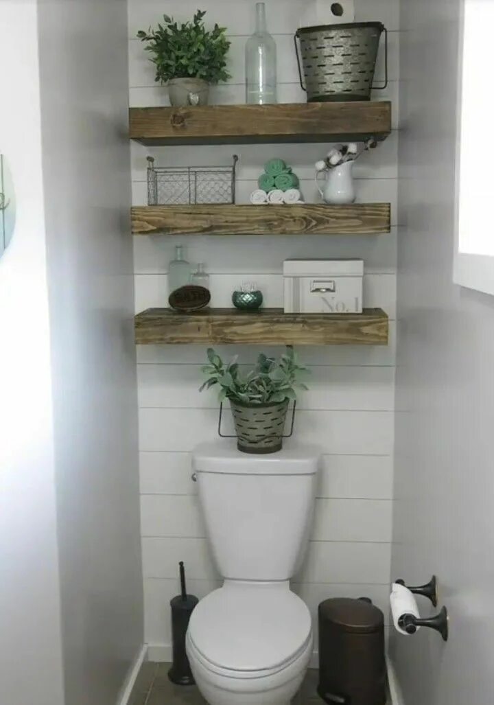 Полки над унитазом в туалете фото Pin by Diana Studdard on Home Decor Half bathroom remodel, Rustic bathroom decor