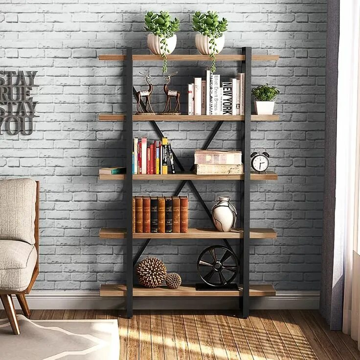 Полки шкаф в стиле лофт Gracie Oaks Schlemmer Etagere Bookcase & Reviews Wayfair Living room shelves, Et