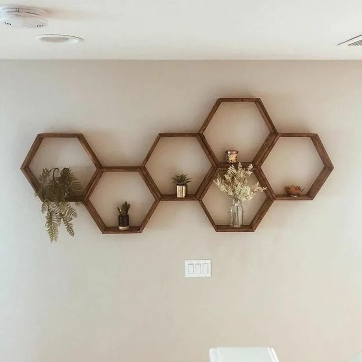 Полки соты в интерьере кухни фото Hexagon Shelves, Minimalist Shelves, Modern Floating Shelves, Honeycomb Shelf, G