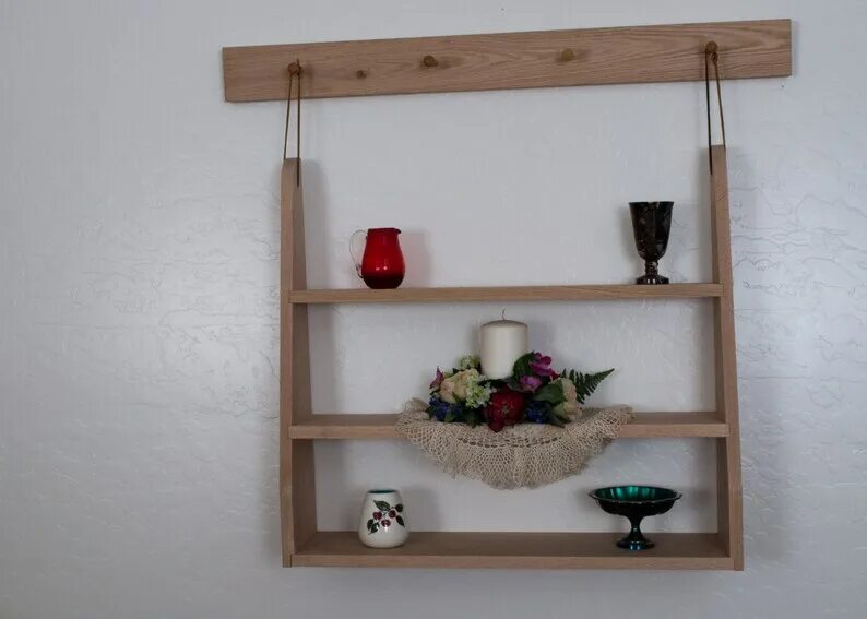 Полки своими руками в домашних условиях Hanging Shaker Shelf made of 100% Solid Oak Etsy