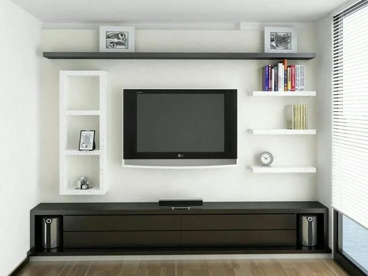 Полки телевизора фото дизайн Sala de entretenimiento #comentarios Tv unit furniture design, Tv unit decor, Li