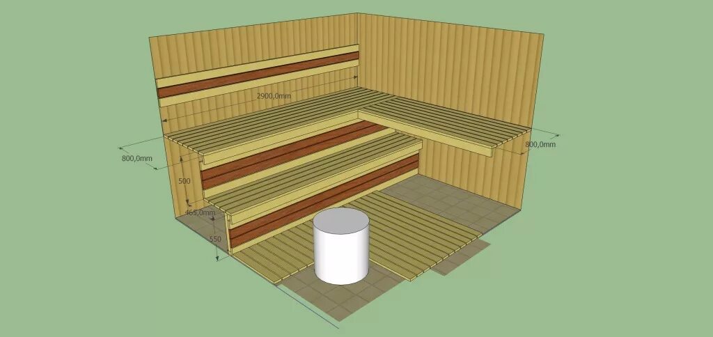 Полки в бане в парилке размеры чертеж Проектирование парных и саун под ключ. Подбор топки, освещения, все работы с дер