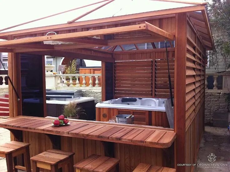 Полки в беседке фото Louvered Hot Tub / Spa Enclosure - FLEXfence Louver System Hot tub pergola, Diy 