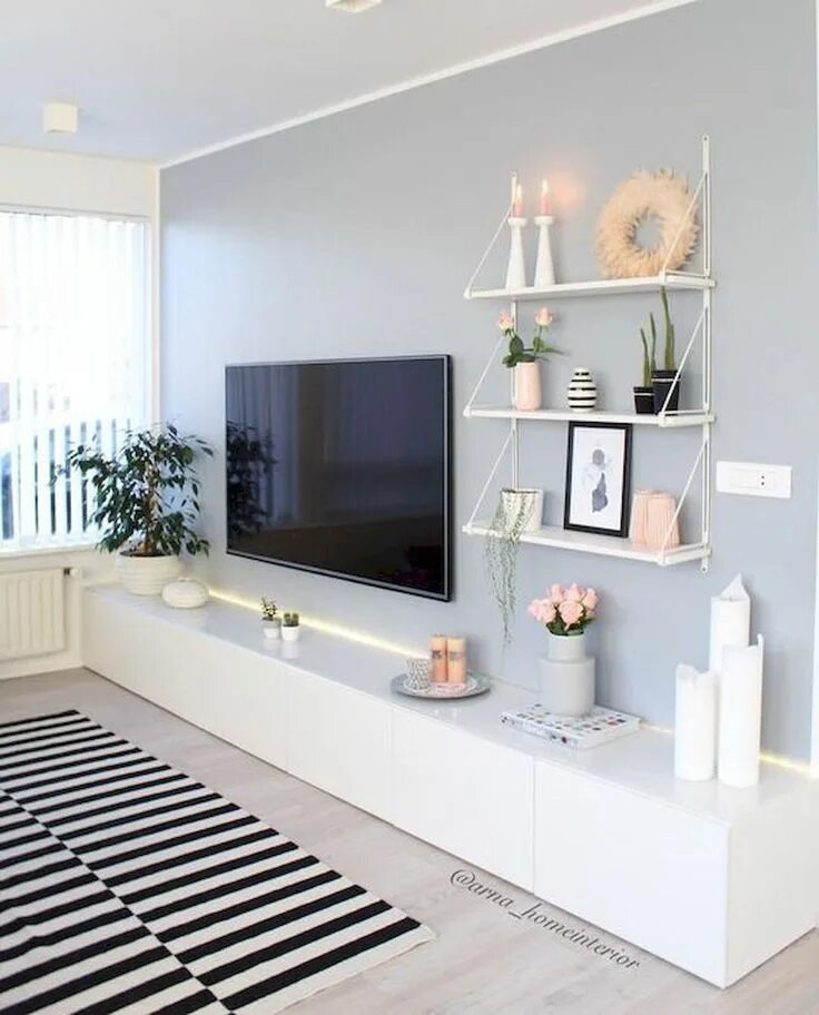 Полки в интерьере гостиной над телевизором 80 Amazing Living Room TV Wall Decor Ideas And Remodel - LivingMarch.com Interes