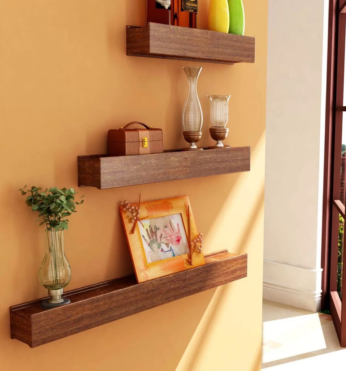 Полки в интерьере прихожей фото Wooden Shelf for Home Decoration Three Pieces in Pakistan