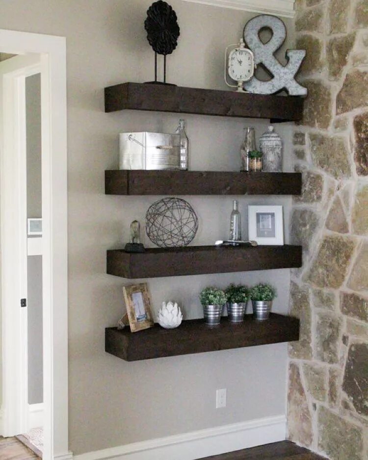 Полки в интерьере прихожей фото Pallet Wood Ideas (PWI) on Instagram: "Love these pallet floating shelves!!! ❤ ️❤