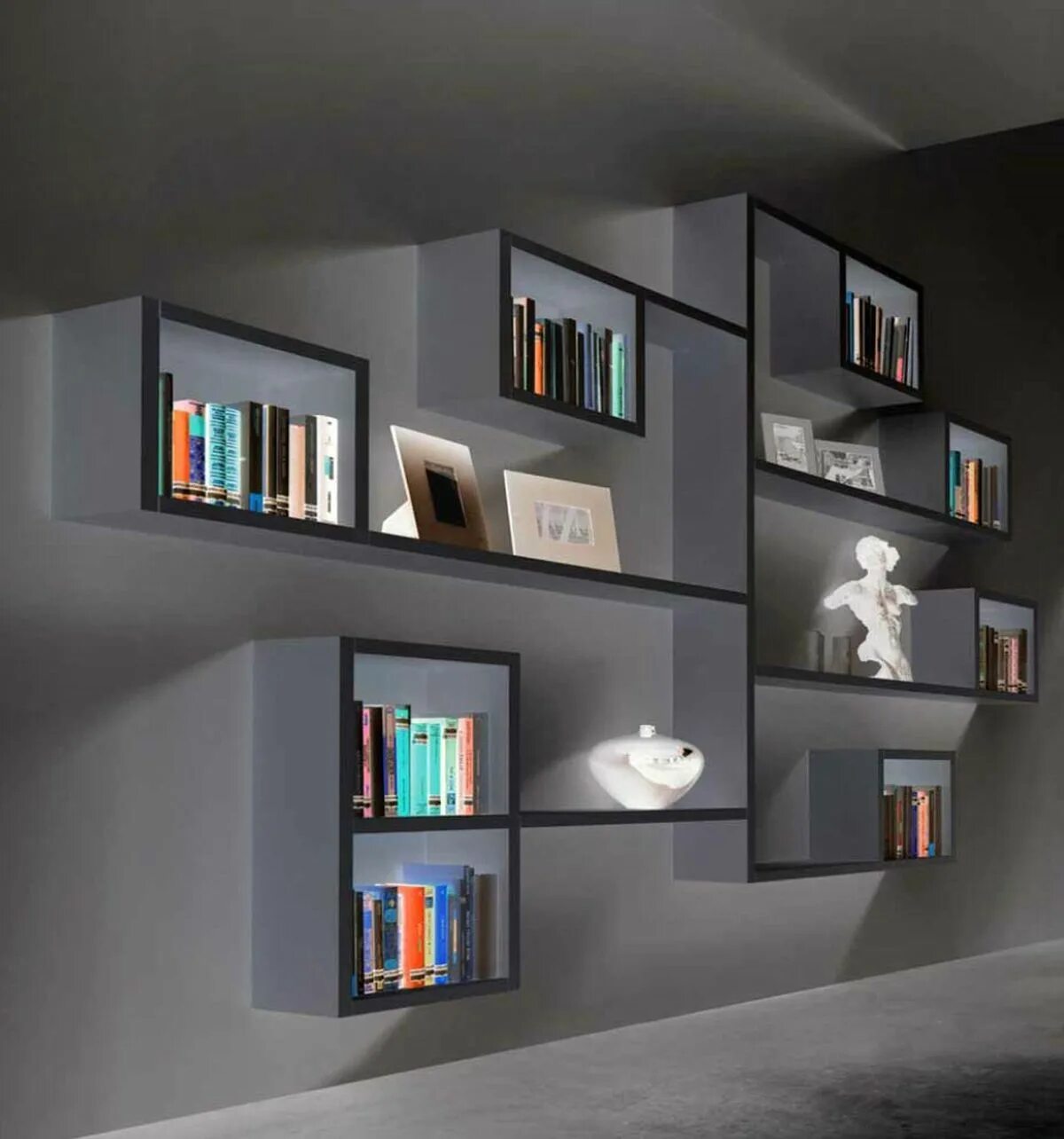 Полки в стене фото современный стиль White Wall Mounted Bookcase - Best Color Furniture for You Check more at http://