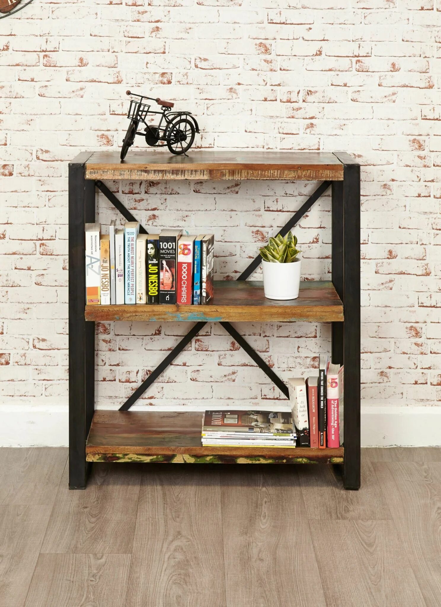 Полки в стиле лофт в интерьере Urban Chic Low Bookcase IRF01C - Bathrooms & More Store Storage furniture living