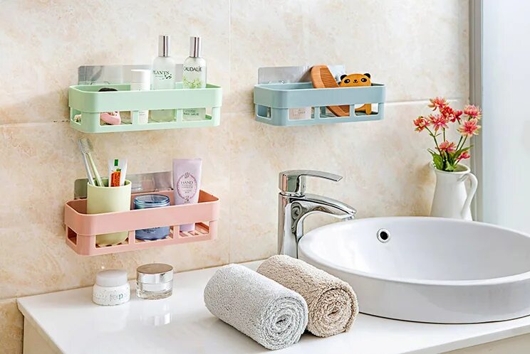 Полки в ванной фото Aliexpress.com : Buy LanLan Bathroom Shelf Adhesive Badkamer Rek Storage Rack Co