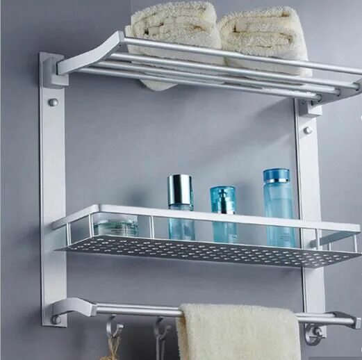 Полки в ванной фото Space aluminum multifunctional bathroom shelf three combined type aluminum stora