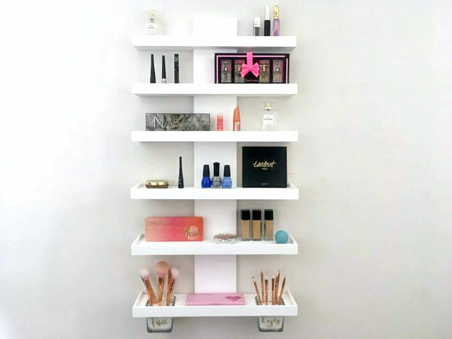 Полки виды фото Wall Mounted Makeup Organizer Tiered Makeup Shelf Cosmetic Display Eye Palette O