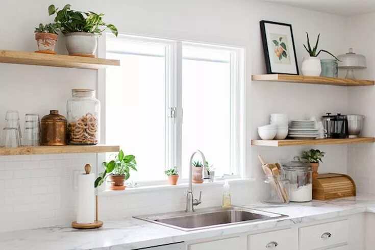 Полки вместо кухонных шкафов фото дизайн 50 Small Kitchen Remodel and Shelves Storage Organization Ideas #ideas #kitchen 