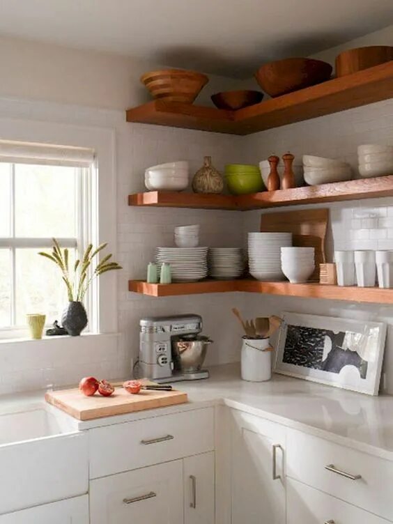 Полки вместо кухонных шкафов фото дизайн Pin on Home Kitchen design small, Floating shelves kitchen, Kitchen remodel