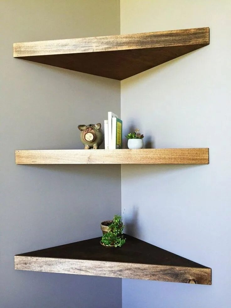 Полку на стену своими руками фото 20+ Creative Floating Corner Shelves For Living Room Organization Ideas Decorati