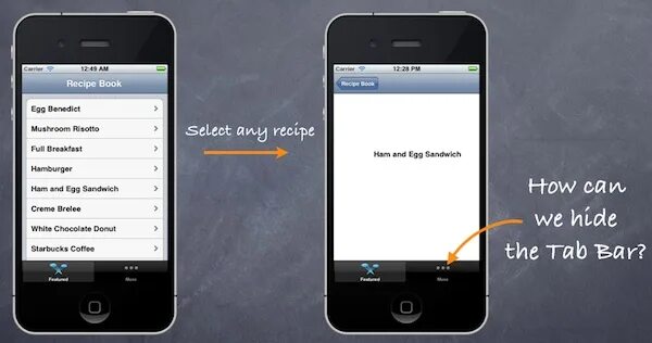 Полная инструкция по фото How To Hide Tab Bar in Navigation Controller iOS Programming 101