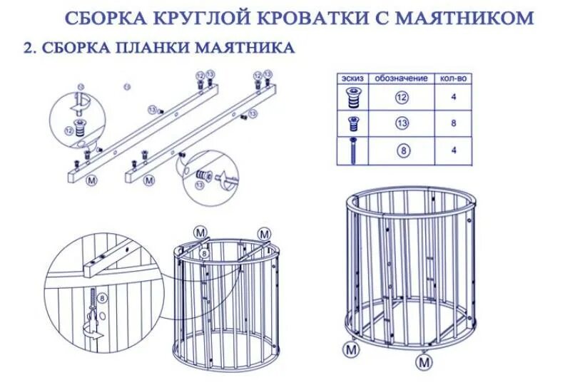 Полная инструкция по сборке круглой кроватки Как собрать кроватку трансформер круглую фото - DelaDom.ru