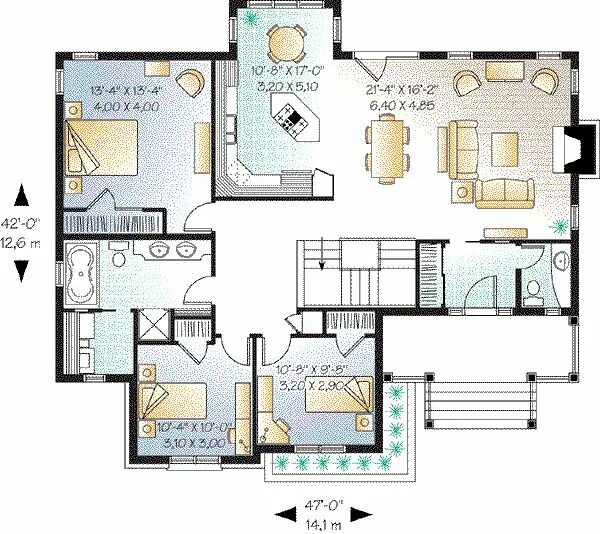 Полная схема домов Cottage Style House Plan - 3 Beds 1.5 Baths 1498 Sq/Ft Plan #23-635 Cottage styl