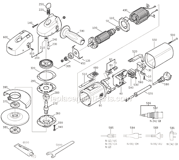 Полная схема сборки болгарки макита ga5030 Fein WSG12-70E Parts List and Diagram - (72209009632) in 2022 Angle grinder, Cha