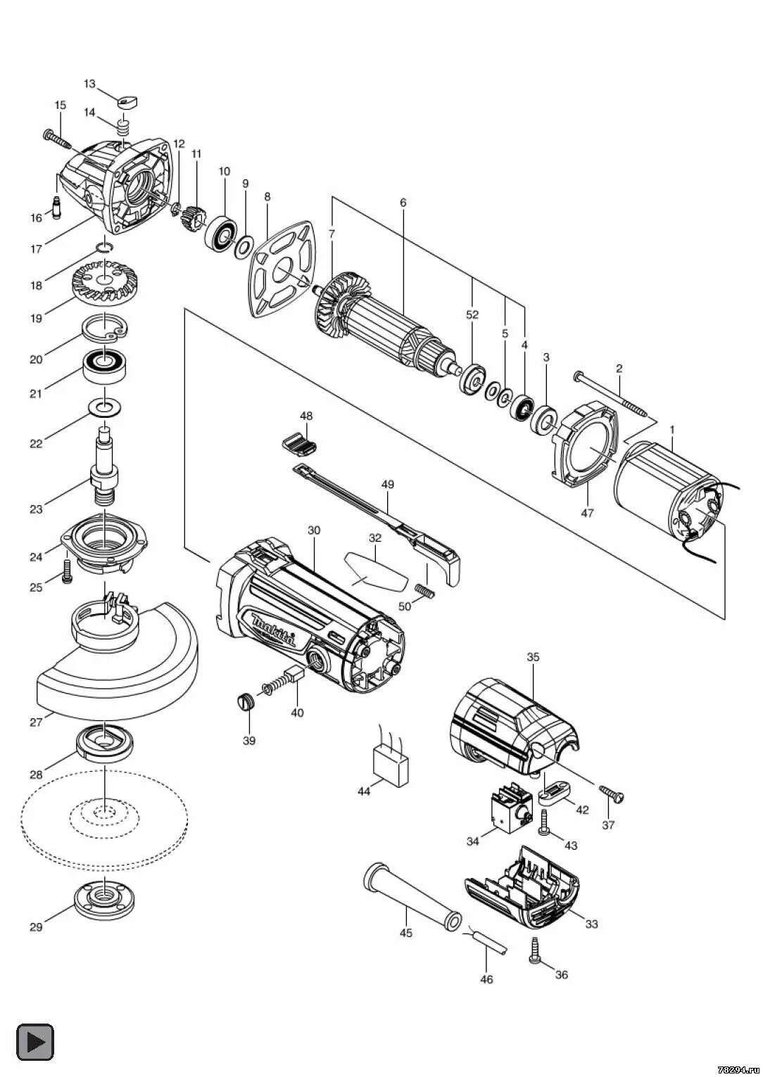 Полная схема сборки болгарки макита ga5030 Взрыв схемы УШМ Макита Makita - Форум