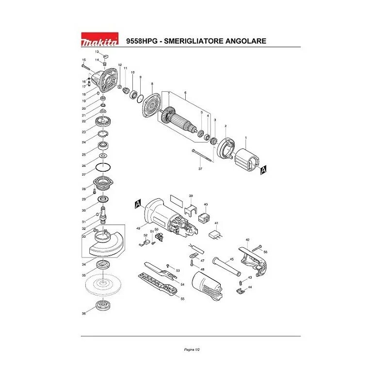 Полная схема сборки болгарки макита ga5030 Makita Spare Parts for Angle Grinder 9558HPG