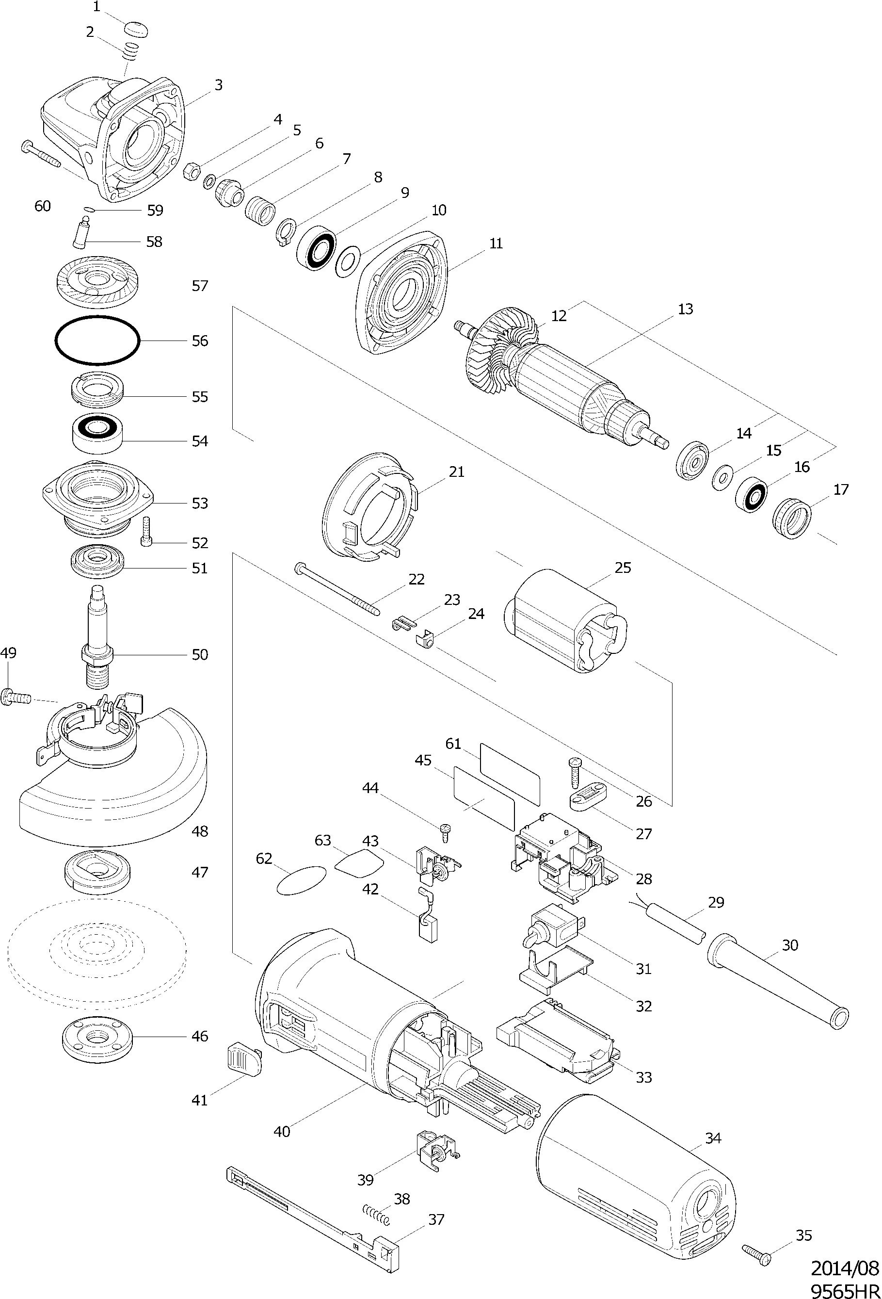 515364-4 Wirnik szlifierki kątowej Makita GA4540, GA5040, GA5040R Makita - CTN E