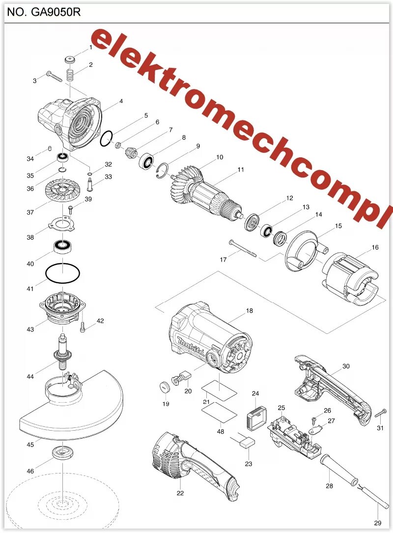 Полная схема сборки болгарки макита ga5030 MAKITA WIRNIK SZLIFIERKI GA9050R GA 7050R 518747-7 - 9473824166 - oficjalne arch