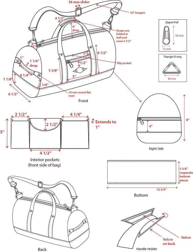 Полноразмерные выкройки для мужских сумок из кожи Duffle bag patterns, Leather bag pattern, Diy bag designs