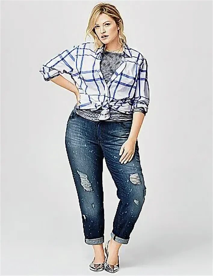 Полные женщины в джинсах фото Lane Bryant Destructed boyfriend jean Boyfriend jeans, Plus size outfits, Fashio