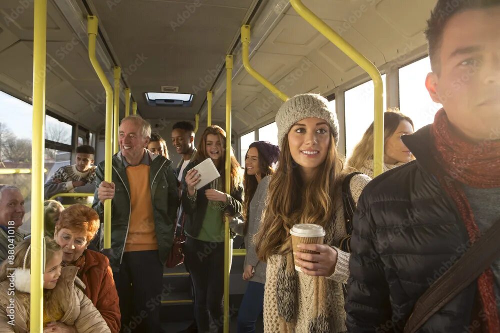 Полный автобус людей фото People on the bus Фотографія Stock Adobe Stock