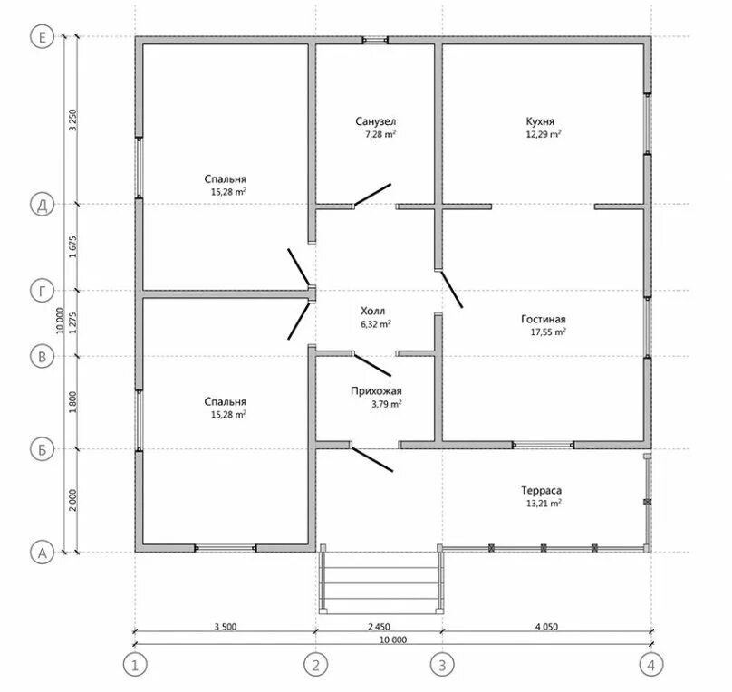 Полный чертеж одноэтажного дома Pin on дом Floor plans, Architecture