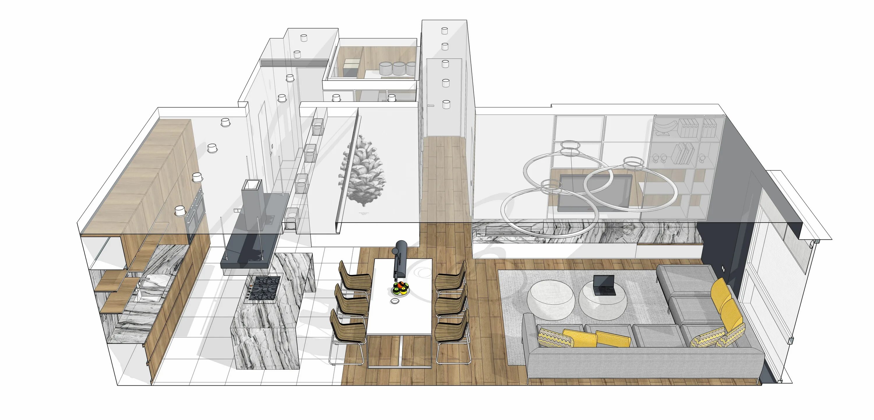 Полный дизайн проект living room. sketch.