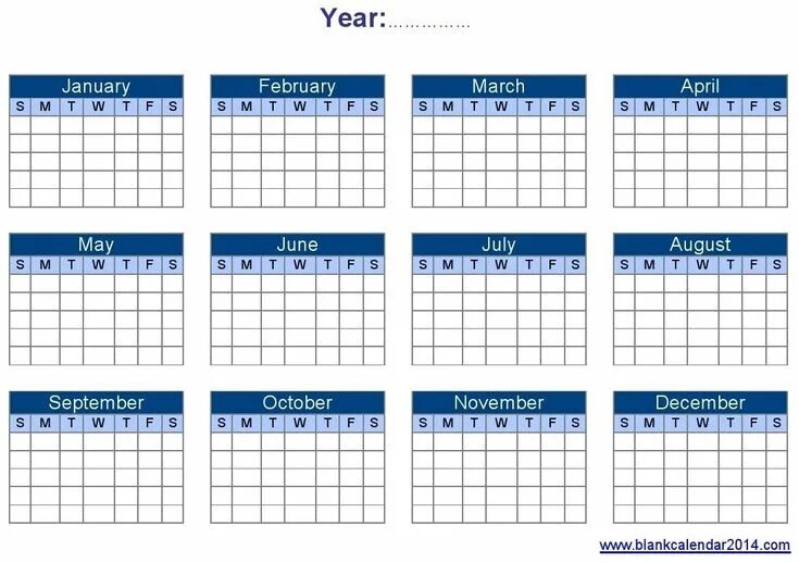 Полный календарь на год Incredible Year Calendar Template Blank Free printable calendar templates, Yearl