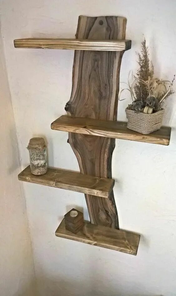 Полочка своими руками фото Как слэбом дерева добавить стене "изюминки" Diy pallet furniture, Diy wood proje