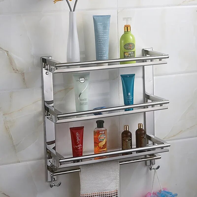 Полочка в ванной фото Vidric Diy Stainless Steel 3 Layers Washing Machine Racks Towel Bar With Hook Ba