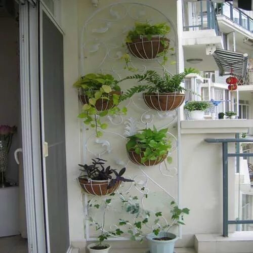 Полочки для цветов на балконе фото Arts Longou Showy Style Wrought Iron Balcony Wall Indoor Flower Garden Wrought I