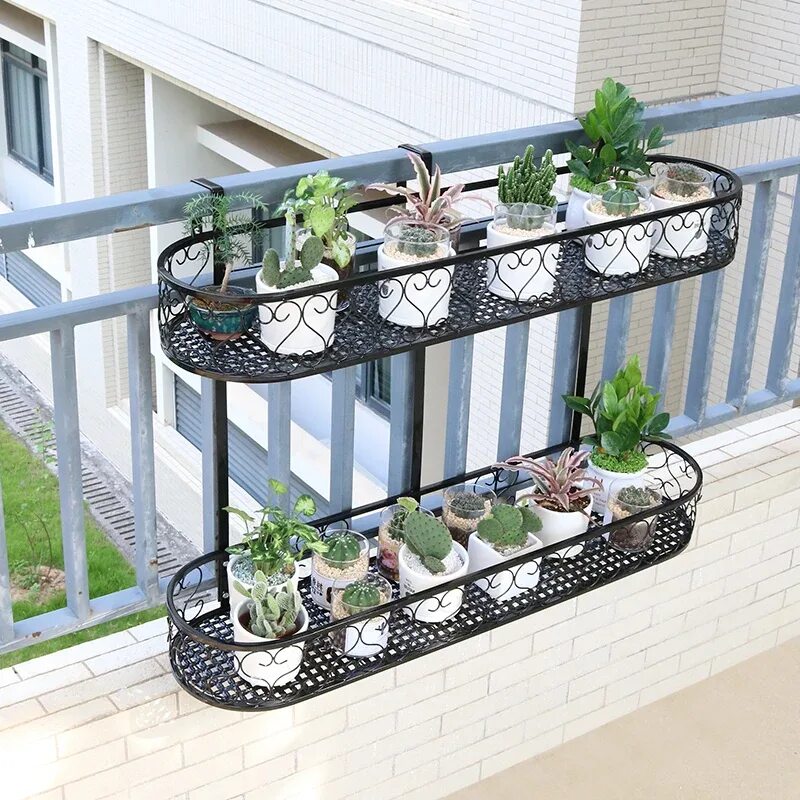 Полочки для цветов на балконе фото Thickened and thickened balcony flowerpot hanger waterproof and rust-proof flowe