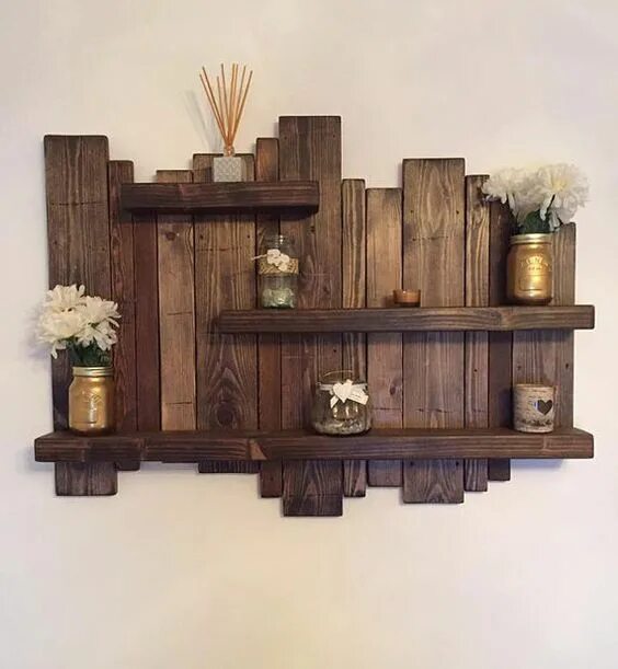 Полочки из дерева своими руками фото Floating distressed shelves wall mounted shelf by Allthingzrustic Rustic wall sh