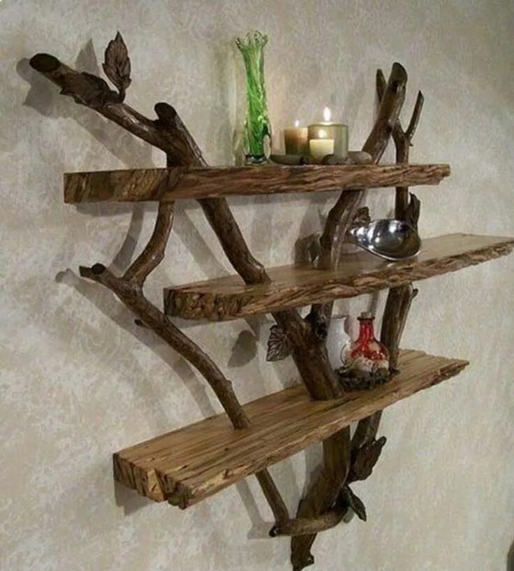 Полочки из дерева своими руками фото Pin on Эко стиль Diy rustic decor, Driftwood decor, Driftwood furniture