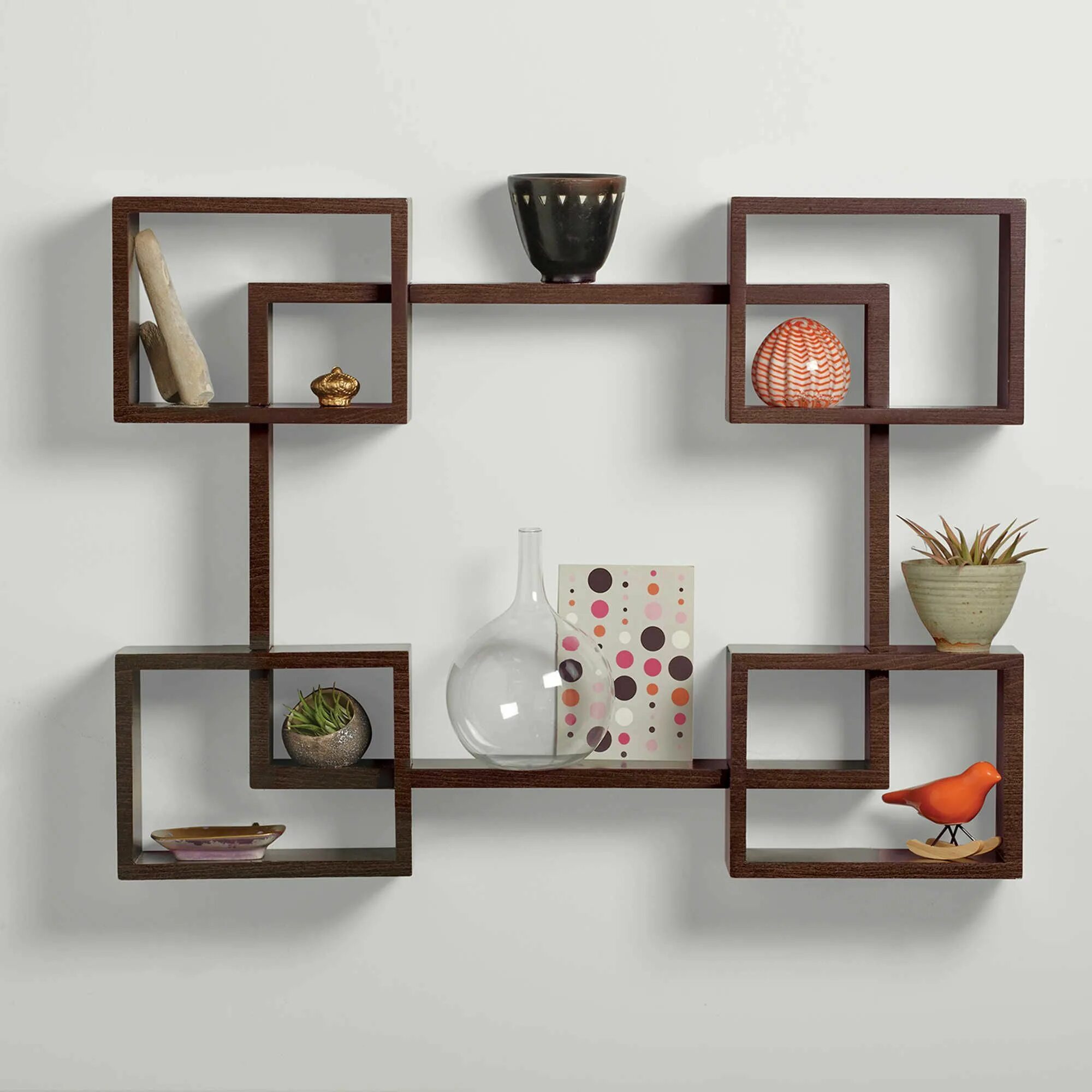 Полочки на стену для декора Real Simple&reg; 5-Piece Interlocking Decorative Rectangle Shelf Set in Espresso