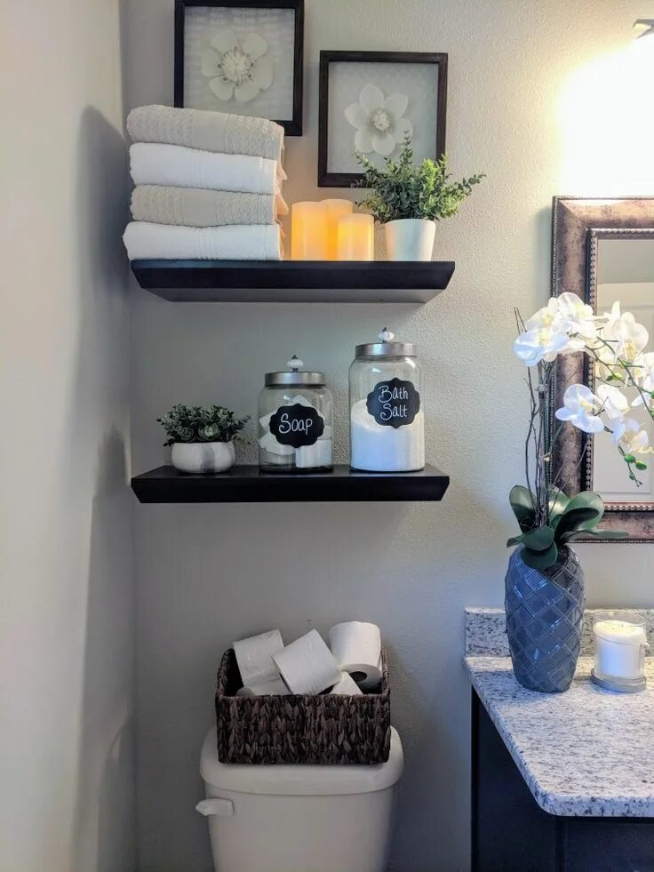 Полочки в ванной фото в интерьере Guest Bathroom Shelving Bathroom Decor Ideas