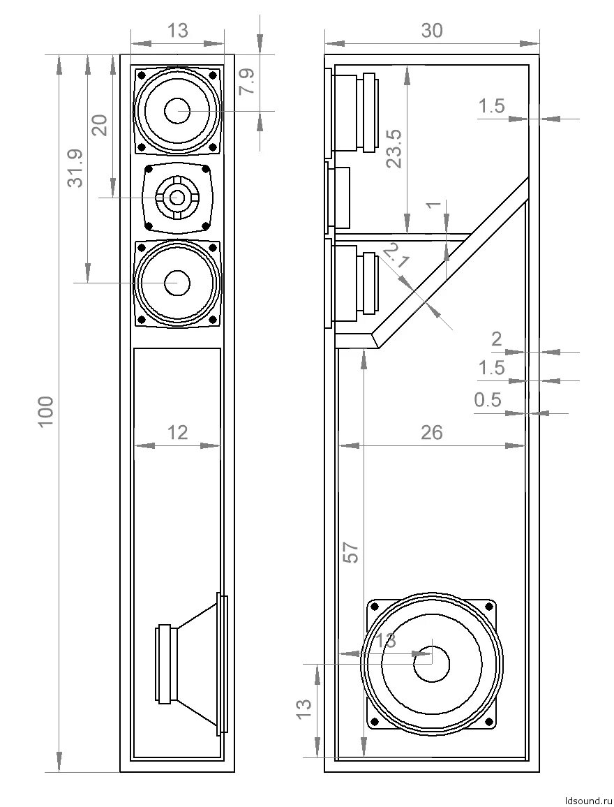 Полочная акустика своими руками для дома чертежи 4-way speaker separate connection ldsound.ru (1) ldsound.info