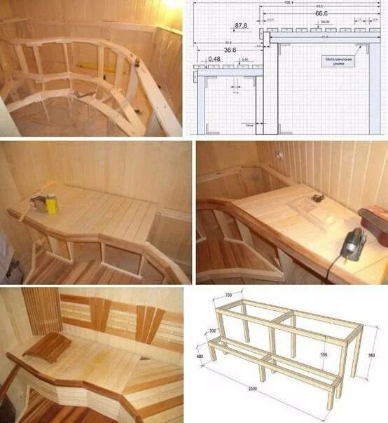 Полок в баню своими руками фото чертежи Полок в баню своими руками: +200 фото. Чертежи лавок скамеек в парилку