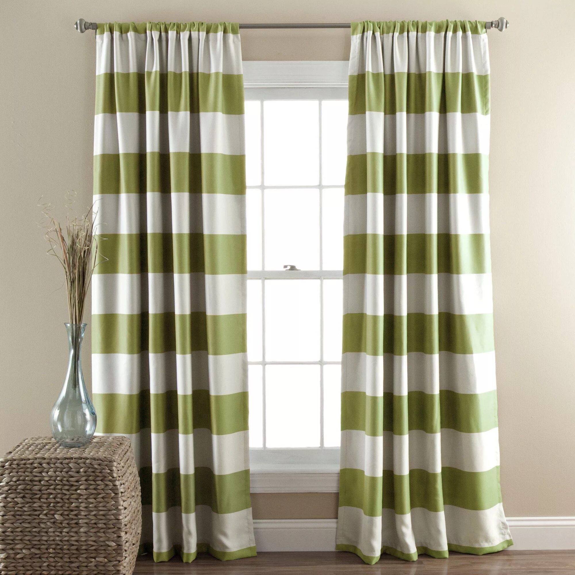 Полосатые шторы в интерьере Stripe Blackout Window Curtain Set Taupe window curtains, Striped room, Curtains