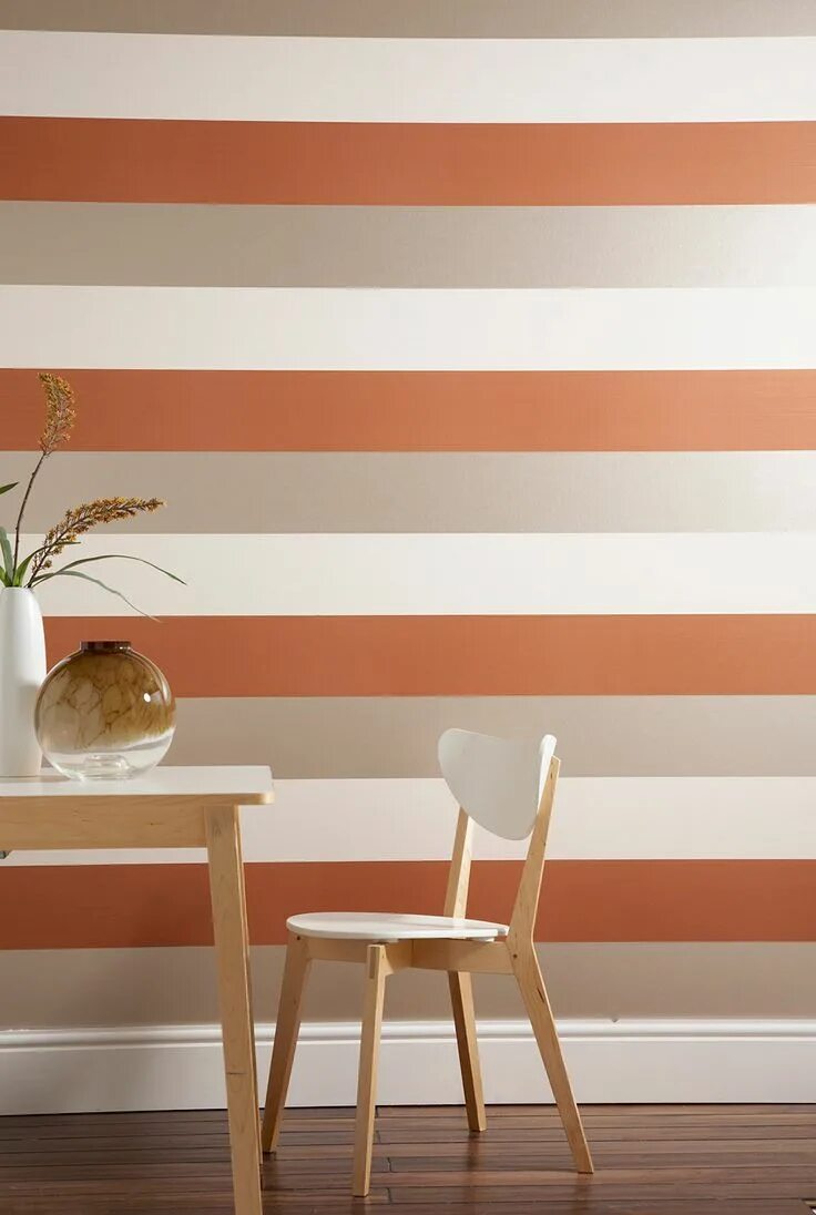 Полосатые стены в интерьере Graham & Brown Wallpaper, Paint & Home Interior Striped wallpaper, Orange wallpa