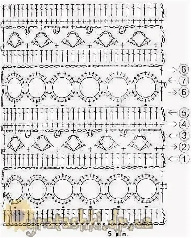 Полоски крючком со схемами Узор крючком № 5 Узоры, Виды петель для вязания крючком, Схемы вязания крючком