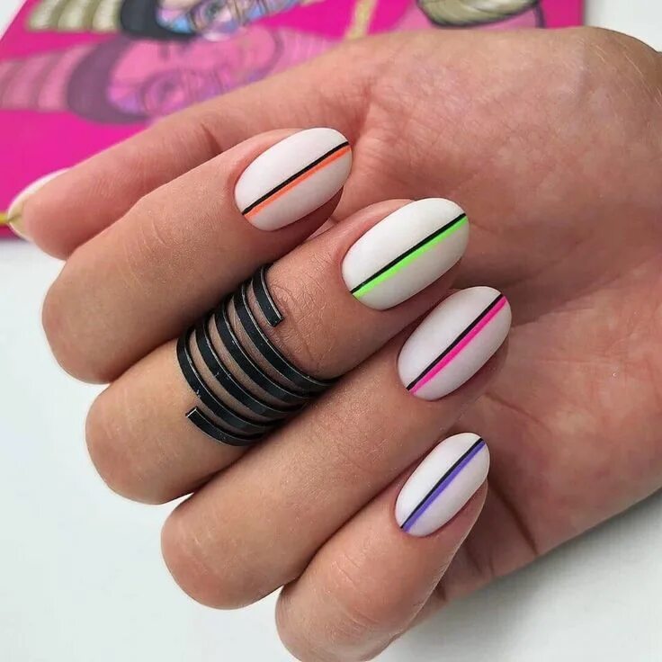 Полоски на ногтях дизайн фото Pin on Идеи для ногтей Neon nails, May nails, Gel nails