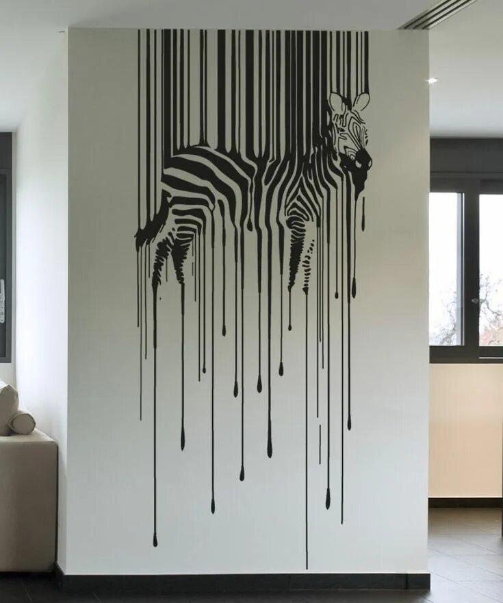 Полоски на стене в интерьере Drippy Zebra Wall Decal Sticker Office Wall Decor Bedroom Decor Kid's Room Wall 