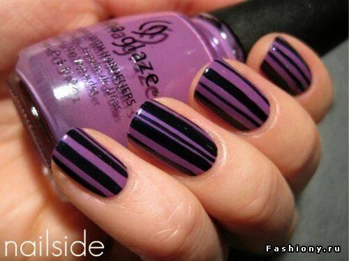 Полосы на ногтях фото Идеи для яркого, запоминающегося маникюра. Purple nail art, Purple nail art desi