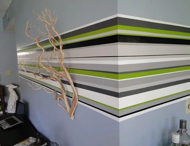 Полосы на стене декор design fix: wall stripes Striped walls, Painting stripes on walls, Trendy wall d